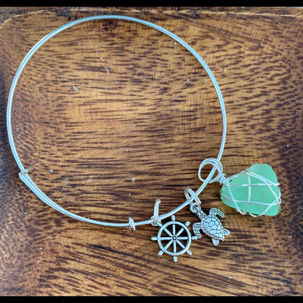 Seaglass turquoise stainless steel bracelet
